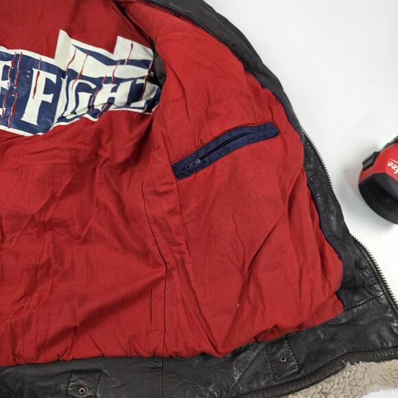 Wonder Woman DC Comics Lamb skin Leather Jacket Womens XL Brown Sherpa Aviator - Picture 13 of 16